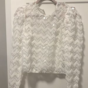 NEW Zara White overlay textured top